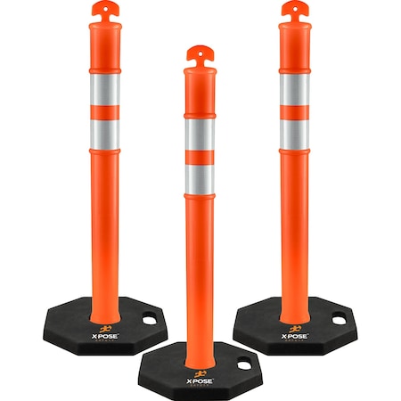 Xpose Safety Delineator Post, 44" Length, High Visibility Orange 3 PK DLTB-44-3-X-S